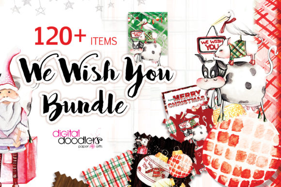 120 Item We Wish You Bundle: Festive Graphics & Templates