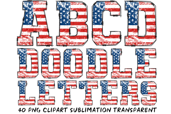 American Flag Grunge Alphabet: Bold & Patriotic Clipart