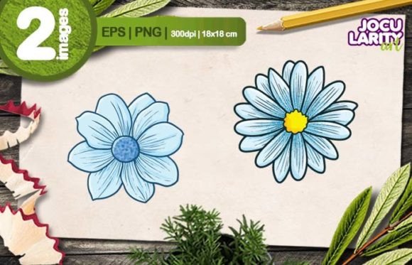 Beautiful Blue Flower Cartoon Vector: Your Go-To Design Asset