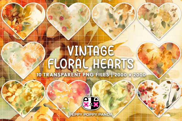 Charming Vintage Floral Hearts Clipart for Creative Projects