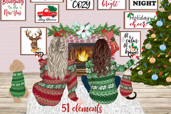 Christmas Girls Clipart Mug Design: A Festive Asset for Creators