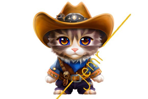 Cowboy Cat PNG #167: A Whimsical Asset for Modern Design
