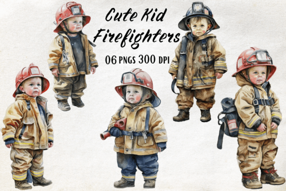 Cute Kid Firefighters Watercolor: Designing with Whimsy
