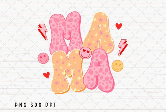 Embrace Playful Nostalgia: The Retro Mama Leopard Smiley Face Mom PNG