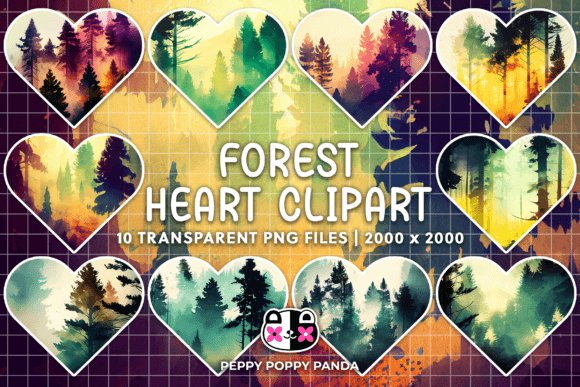 Enchanting Morning Forest Heart Clipart Set for Creatives