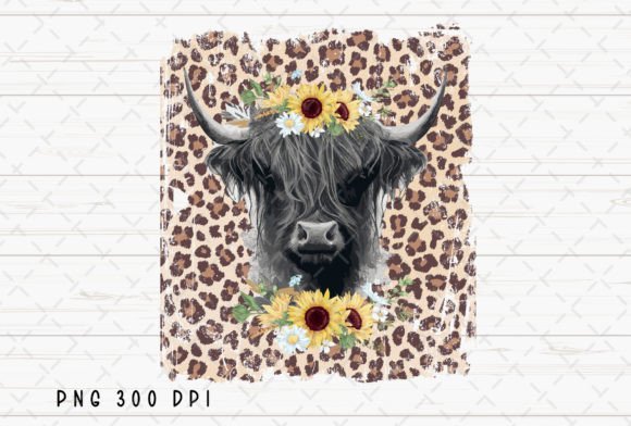Highland Cow Sunflowers Leopard PNG: A Designer's Go-To Asset