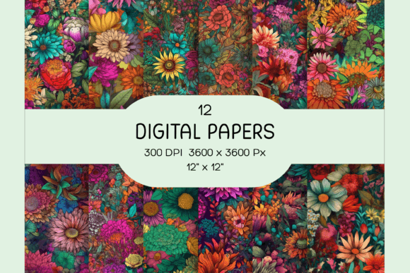 Infuse Your Projects with Life: The Vivid Color Floral Digital Paper Set