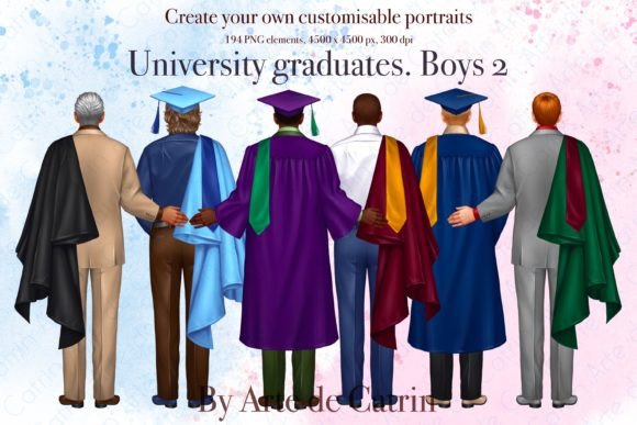 University Graduates Boys 2 Clipart: Design Assets for Every Project