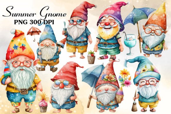 Unleash Whimsy: The Gnome Summer Watercolor Clipart Bundle