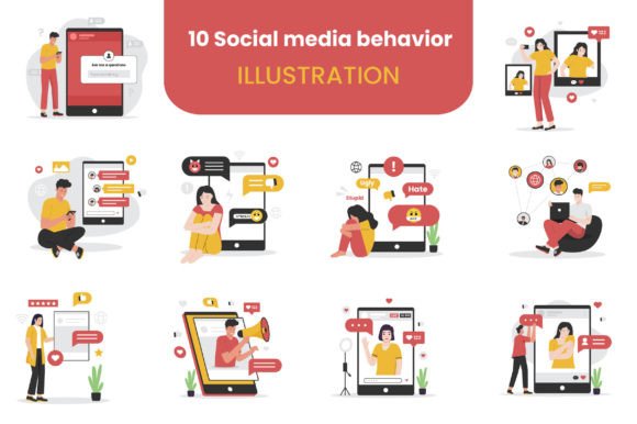 Visual Storytelling with the Social Media Behavior Illustration Set