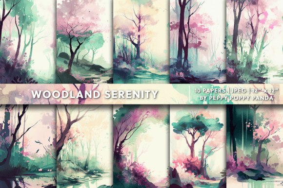 Woodland Serenity Spring Digital Papers: Nature-Inspired Design Assets